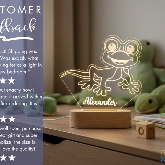 Lizard Custom Name Light • Personalized LED Cloud Decor • Baby Gift - Picture 7 of 8